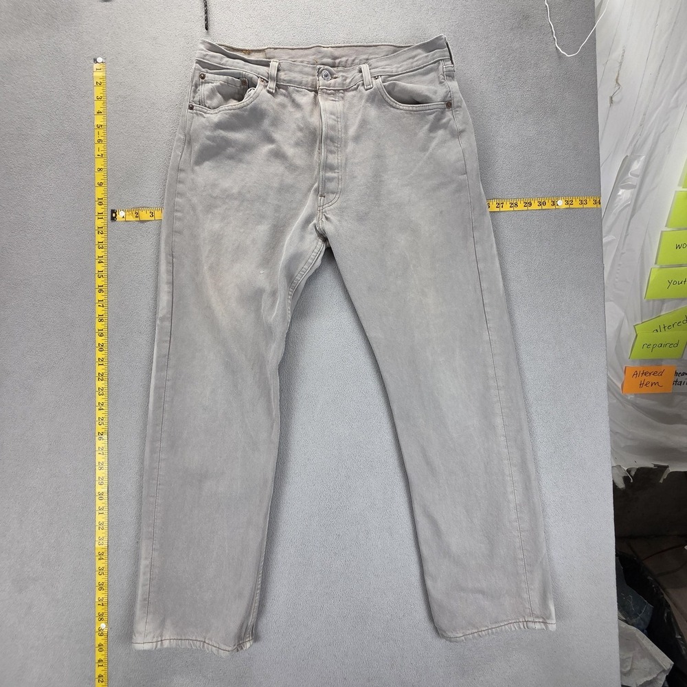 Vintage Levis 501 Jeans Mens Gray Straight Button Fly Made USA 90s Fits 32x30